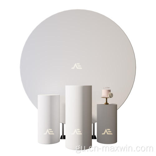 રાઉન્ડ બેકડ્રોપ સ્ટેન્ડ અને સિલિન્ડર ટેબલ પેડેસ્ટલ કવર